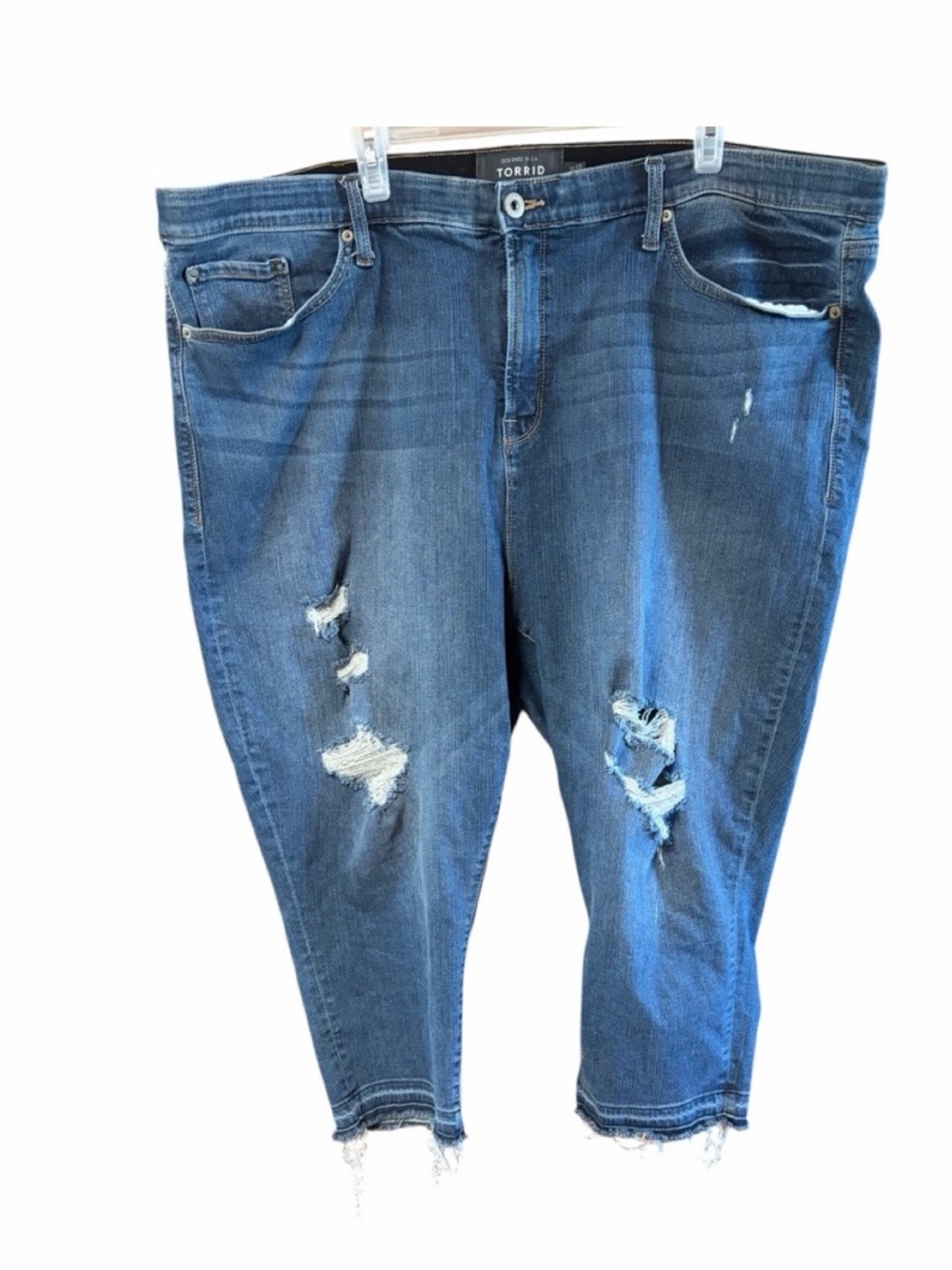 Torrid Sky High Distressed Skinny Crop Jeans
